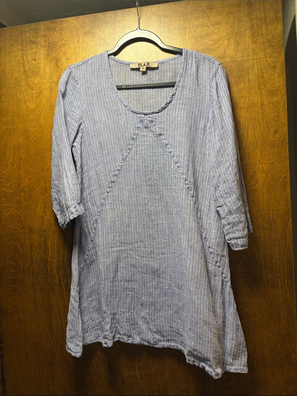 Flax Light Blue Textured Scoop Neck Tunic